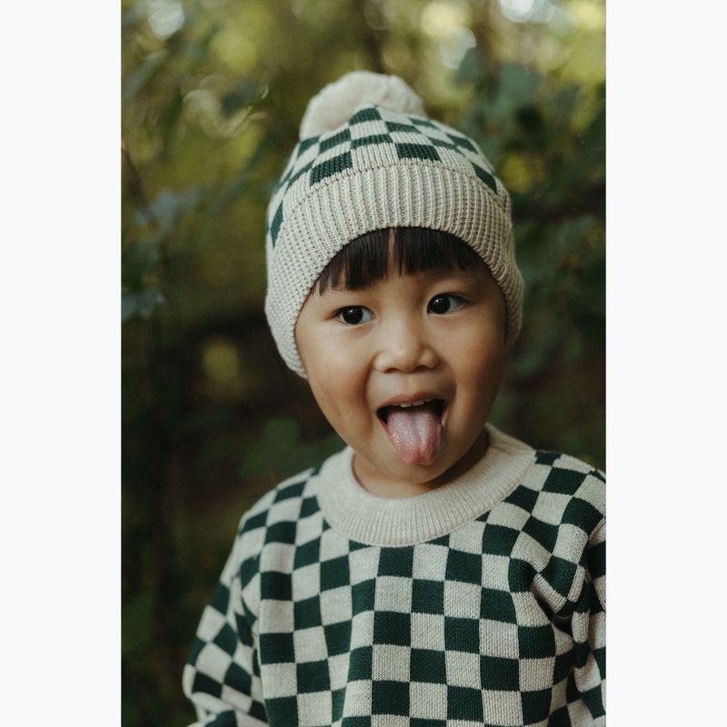 Шапка зимова дитяча KID STORY Merino green chessboard 6