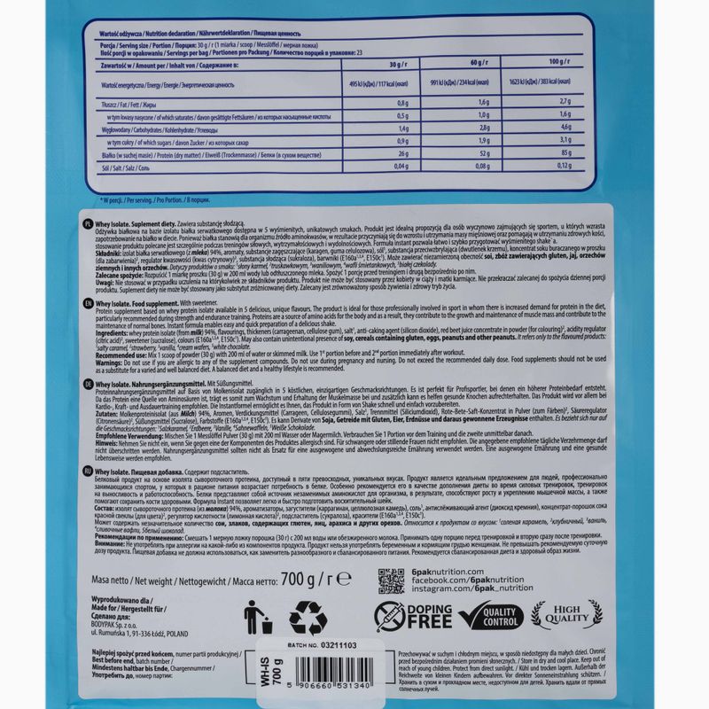 Whey 6PACK Isolate 700г ваніль PAK/049#WANIL 2