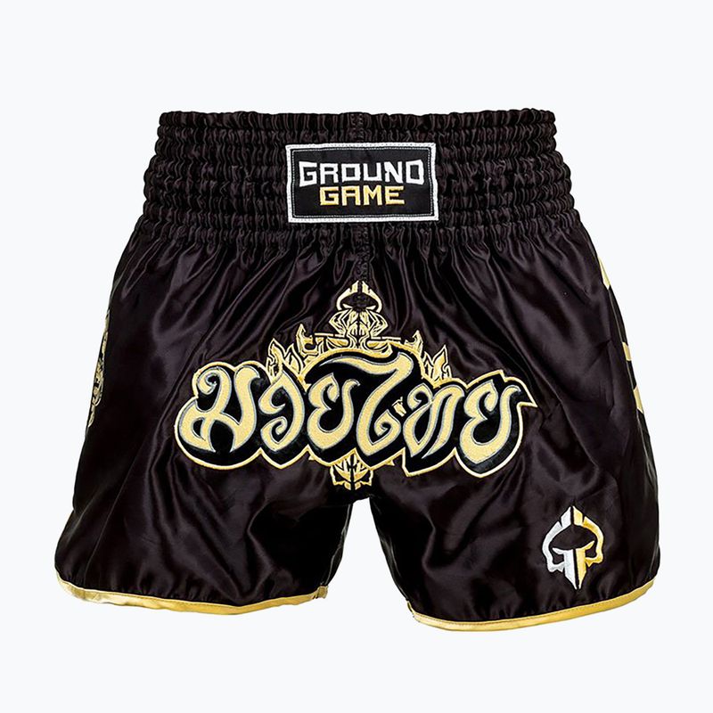 Шорти для боксу чоловічі Ground Game Muay Thai "Gold" чорні 21MTSHGOLDS
