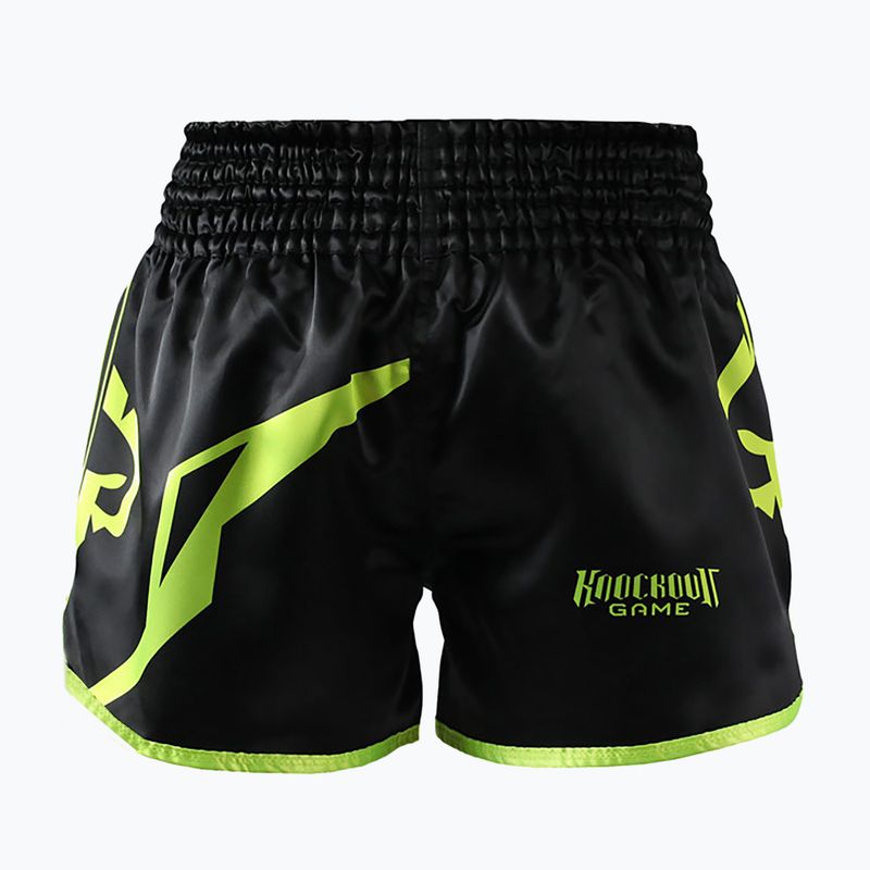 Чоловічі тренувальні шорти Ground Game Muay Thai Neon чорний / зелений неон 2