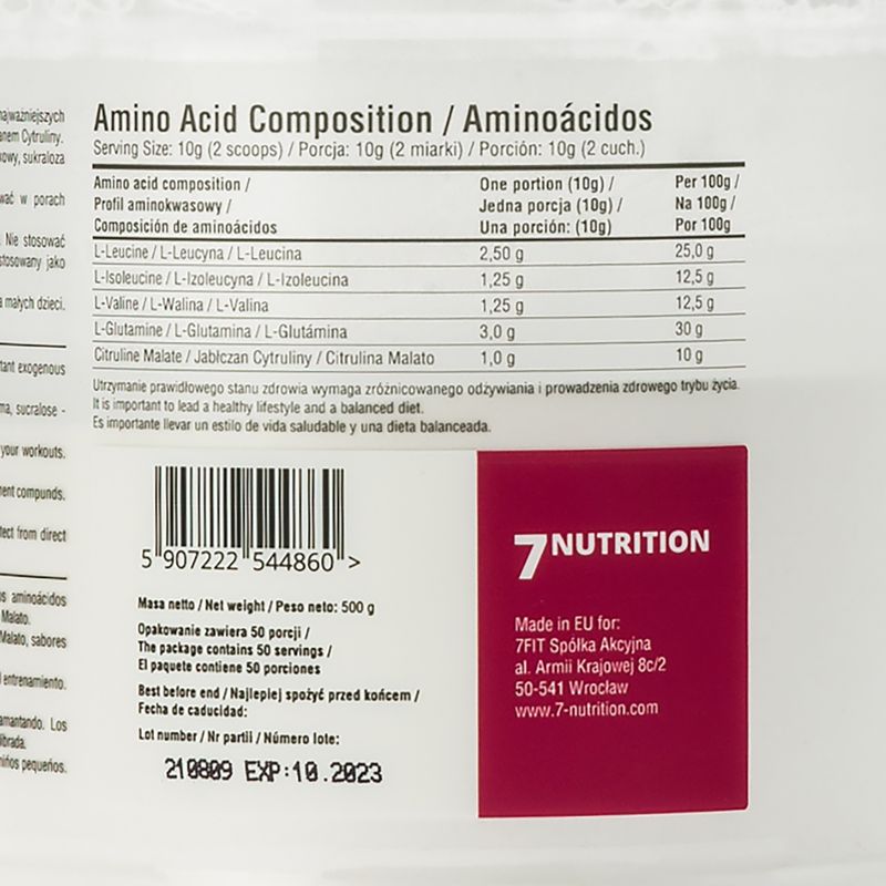BCAA Master 7Nutrition амінокислоти 500г кола-лайм 7Nu000333 3