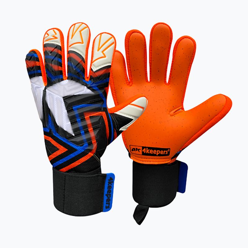 Рукавиці воротарські дитячі 4keepers Evo Lanta NC чорні/білі/блакитні/помаранчеві 6