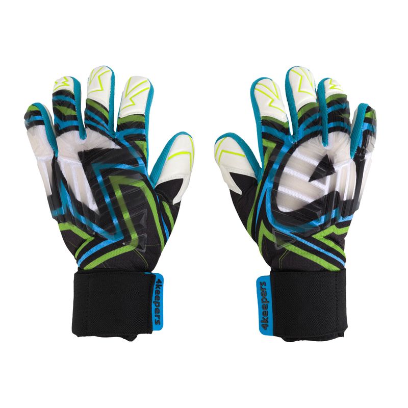 Рукавиці воротарські дитячі 4keepers Evo Amson NC чорні/білі/жовті/блакитні