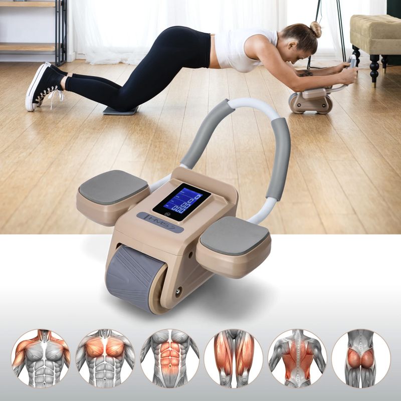 Колесо автоматичне для тренувань пресу з дисплеєм HMS KA08 коричневий 15