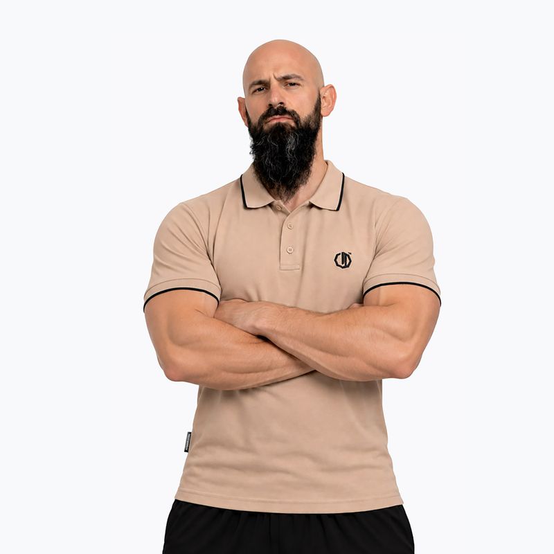 Футболка поло чоловіча Octagon Legion Tipped Small Logo 3D Polo beige 3