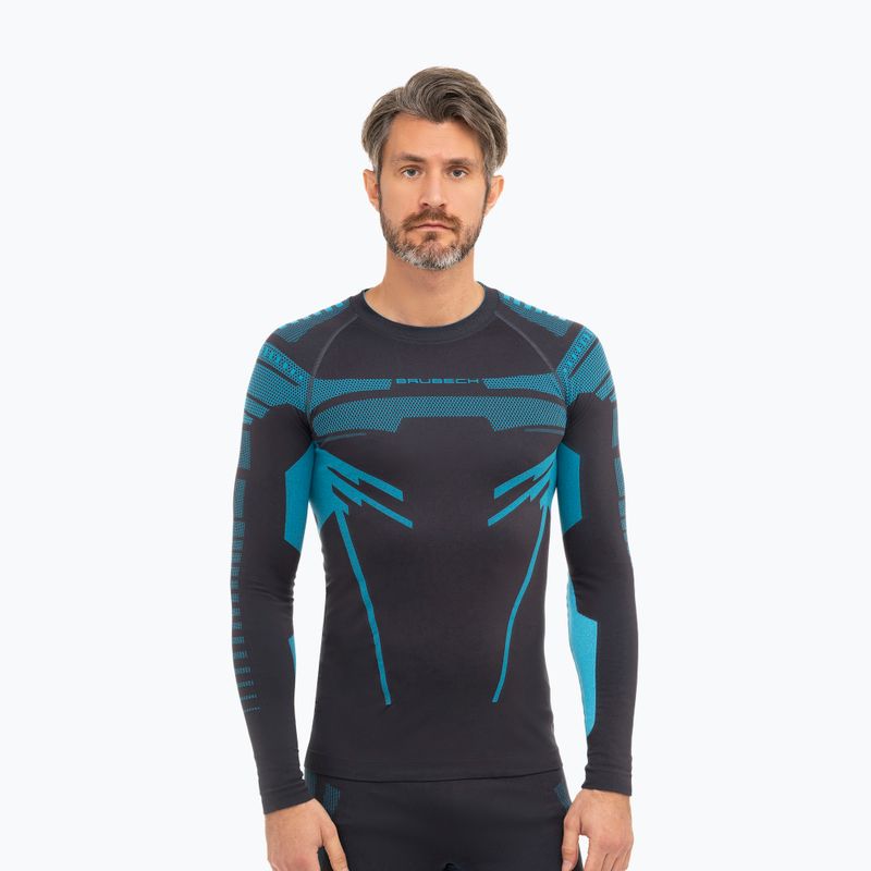 Чоловічий термоактивний лонгслів Brubeck Dry graphite/blue