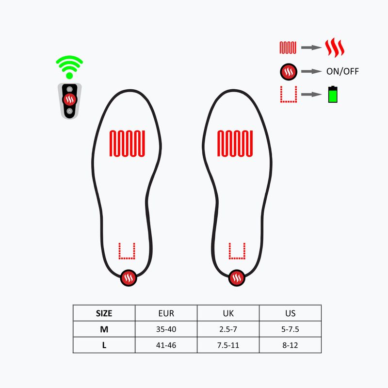 Устілки для лижних черевиків з підігрівом z pilotem Glovii GW2 чорні 14