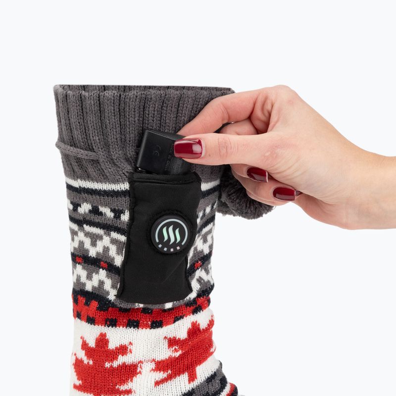 Капці з підігрівом з шкарпетками Glovii GOB білий/червоний/сірий 5