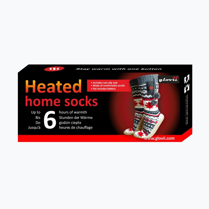 Капці з підігрівом з шкарпетками Glovii GOB білий/червоний/сірий 16