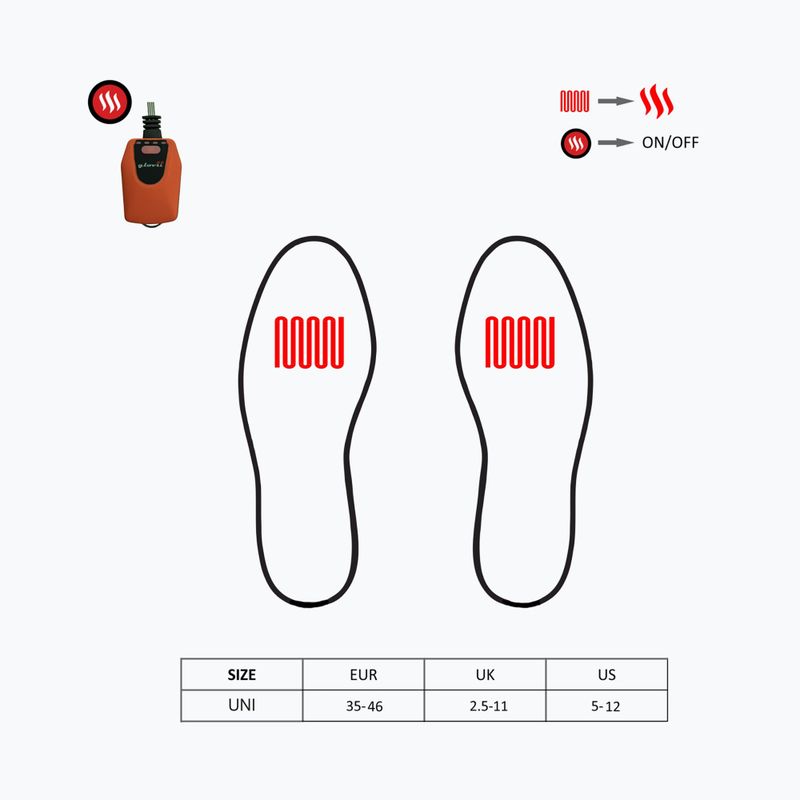 Устілки для лижних черевиків з підігрівом Glovii GW4U чорні/червоні 9