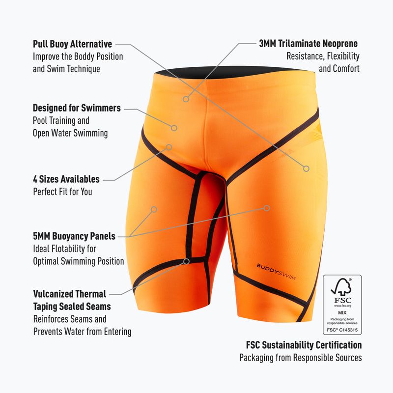 Шорти неопренові BuddySwim Floating Trilaminate Warmth 5/3 мм orange 3
