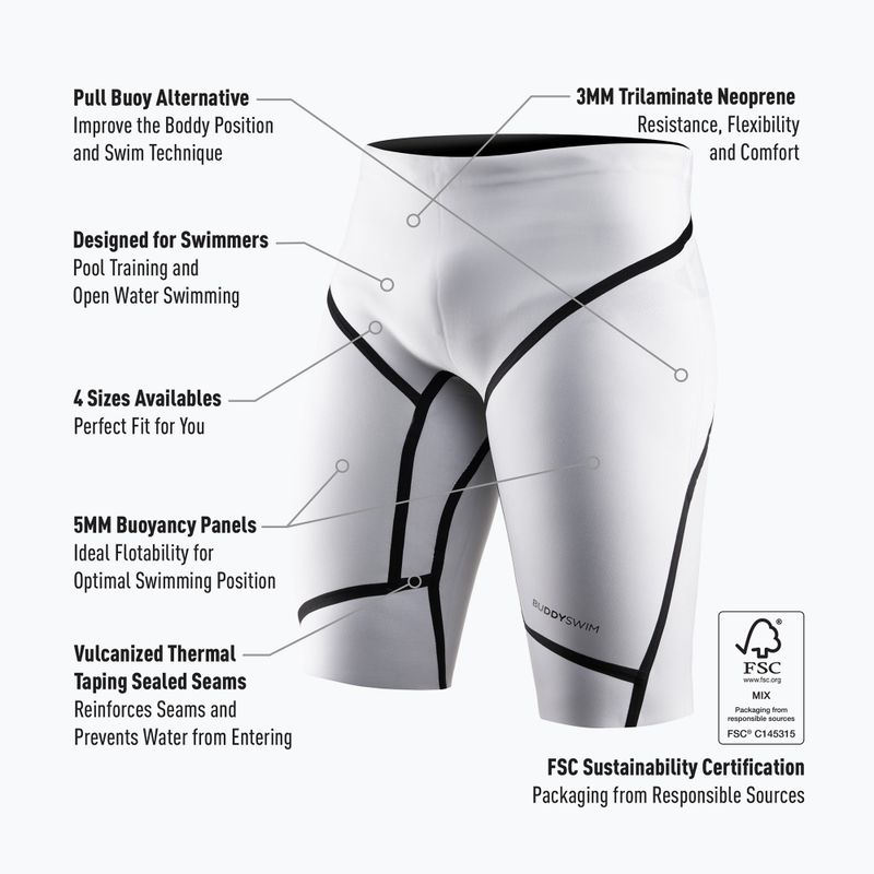 Шорти неопренові BuddySwim Floating Trilaminate Warmth 5/3 мм white 3