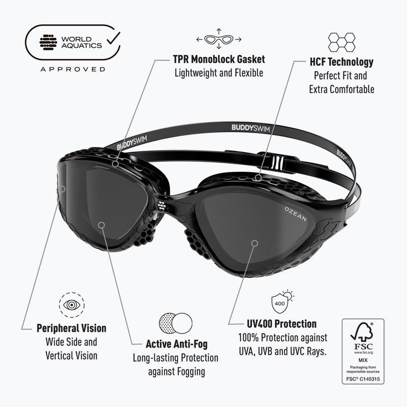 Окуляри для плавання BuddySwim Ozean black / smoke 5