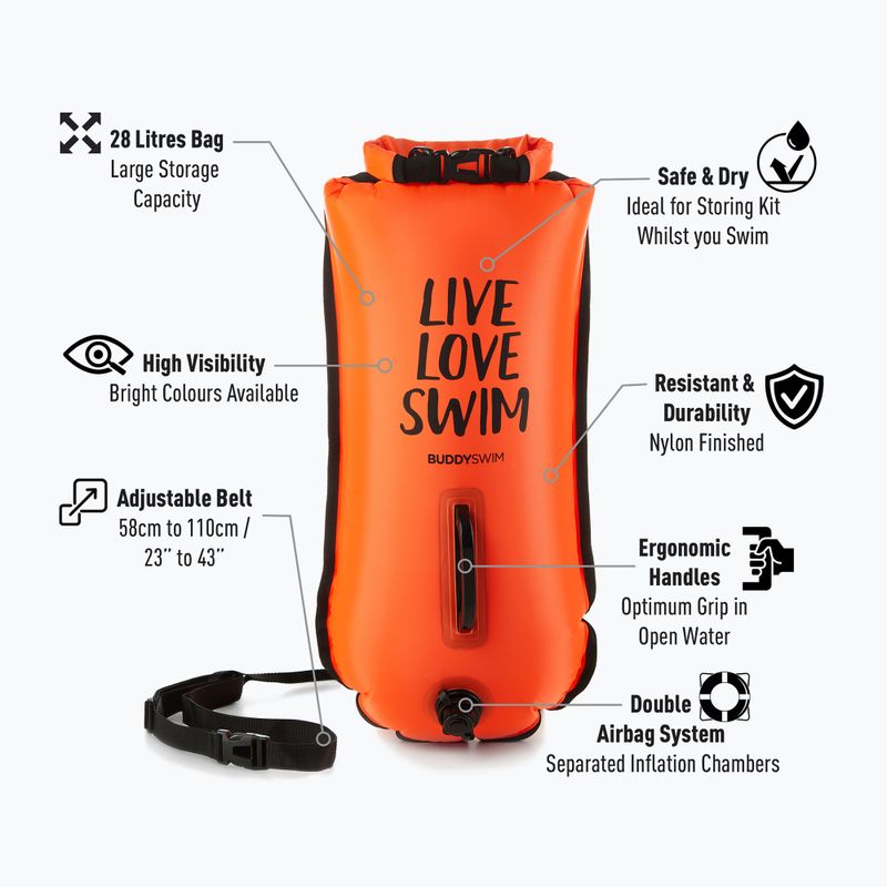 Буй страхувальний BuddySwim LLS Dry Bag 28 л orange 2