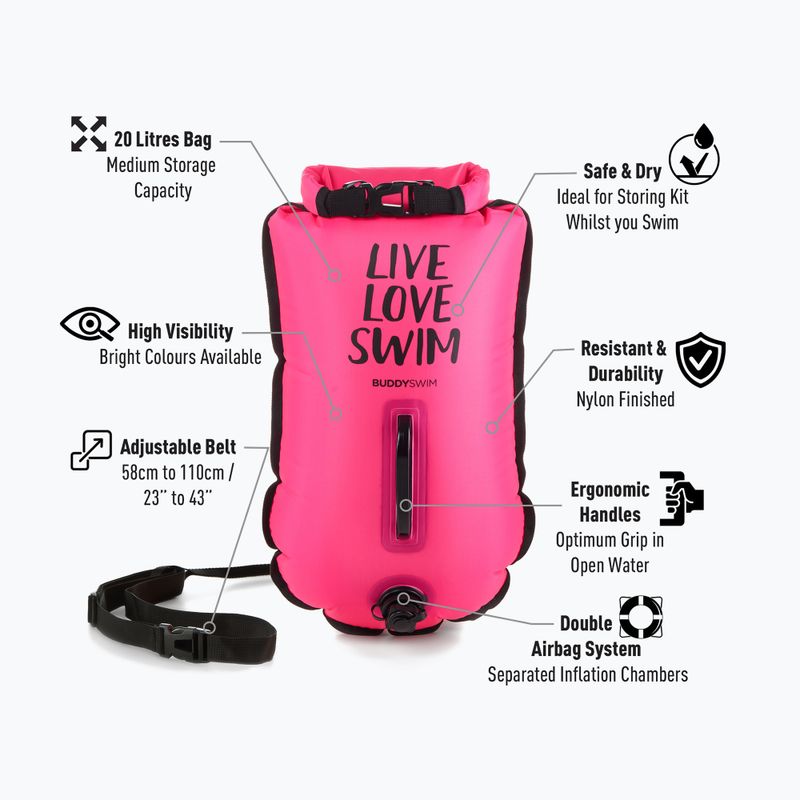 BuddySwim CSW Dry Bag страхувальний буй 20 л рожевий 2