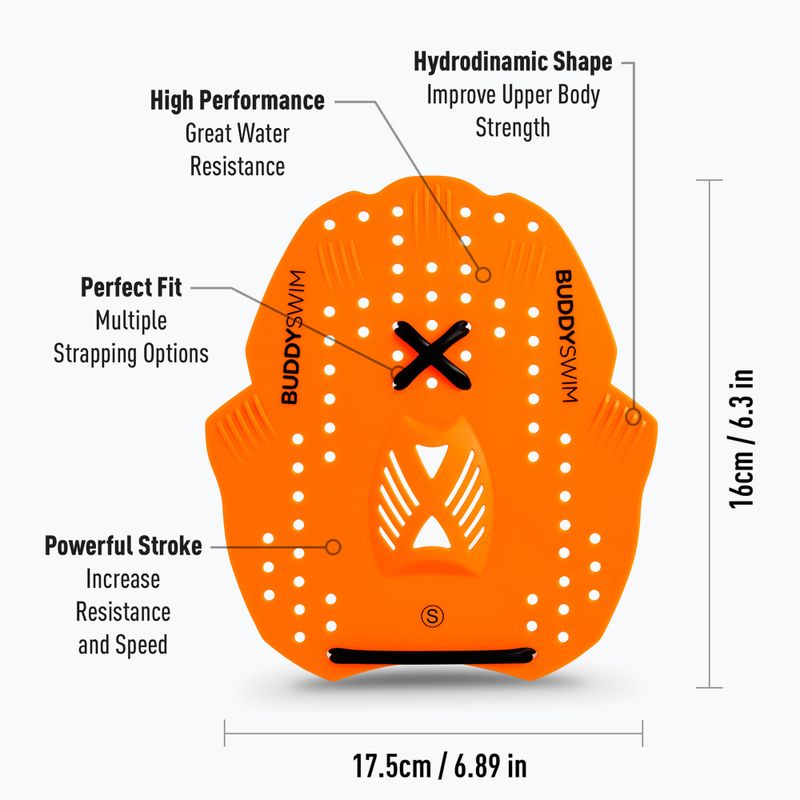 Весла для плавання BuddySwim Power Paddle orange 2
