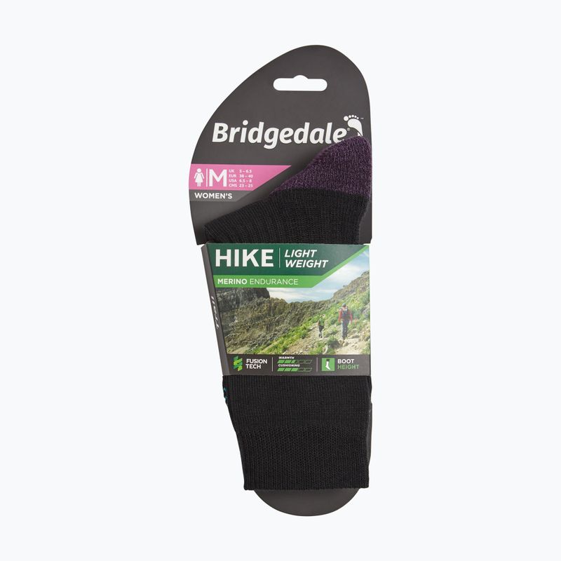 Шкарпетки жіночі Bridgedale Lightweight Merino Performance Boot Original black/purple 4