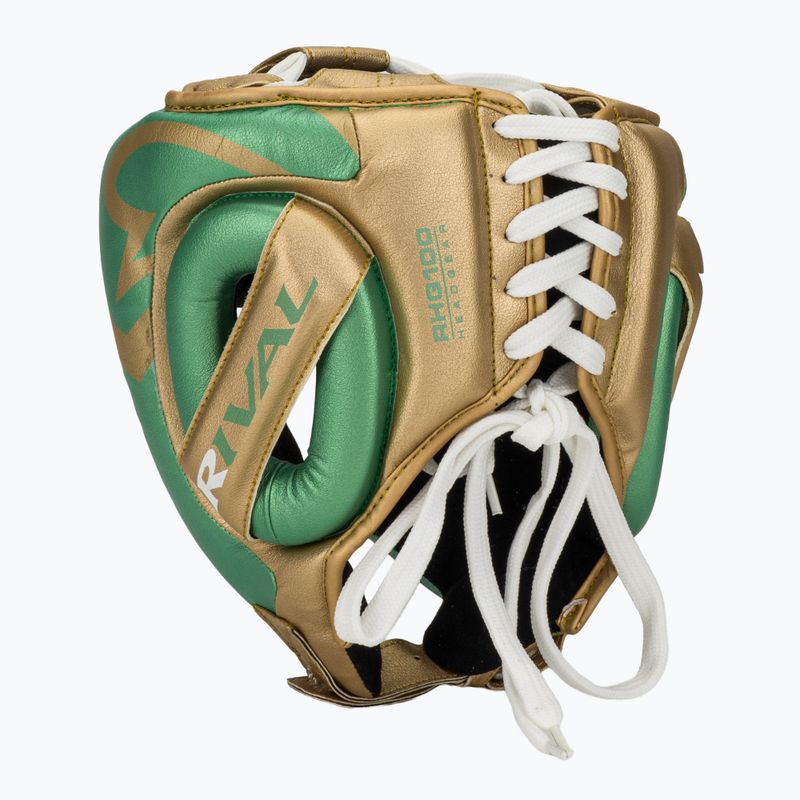Шолом боксерський Rival RHG100 Professional Headgear green/gold 3