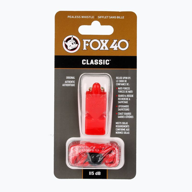 Свисток зі шнуром Fox 40 Classic Safety червоний 2
