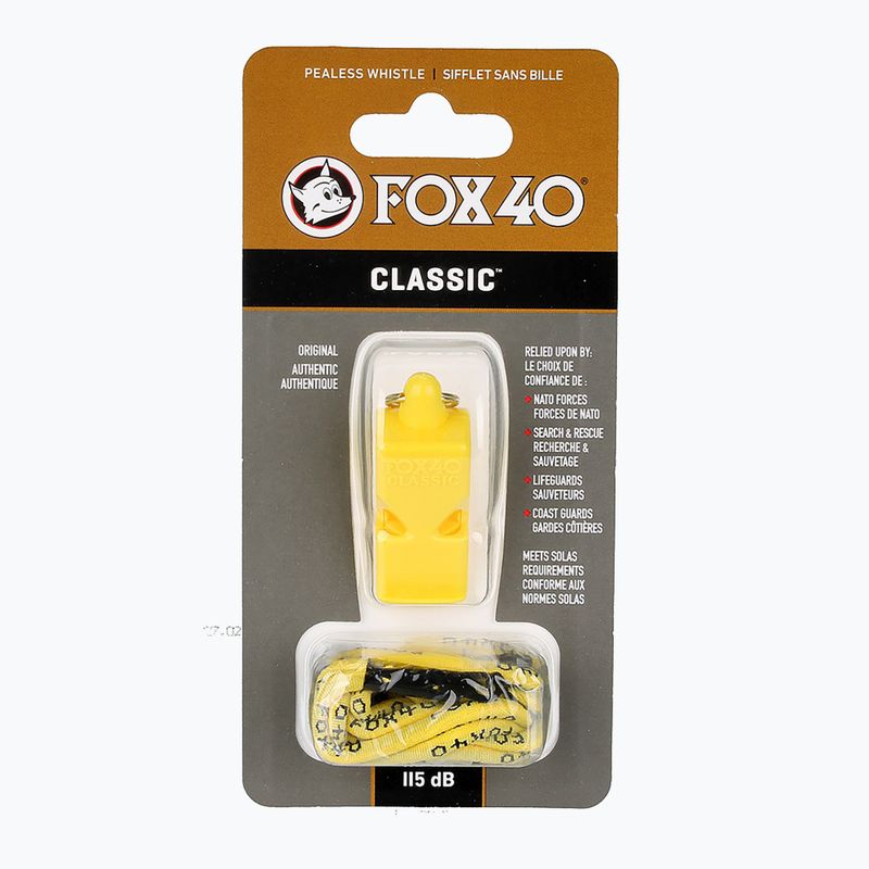 Свисток зі шнуром Fox 40 Classic Safety жовтий 2