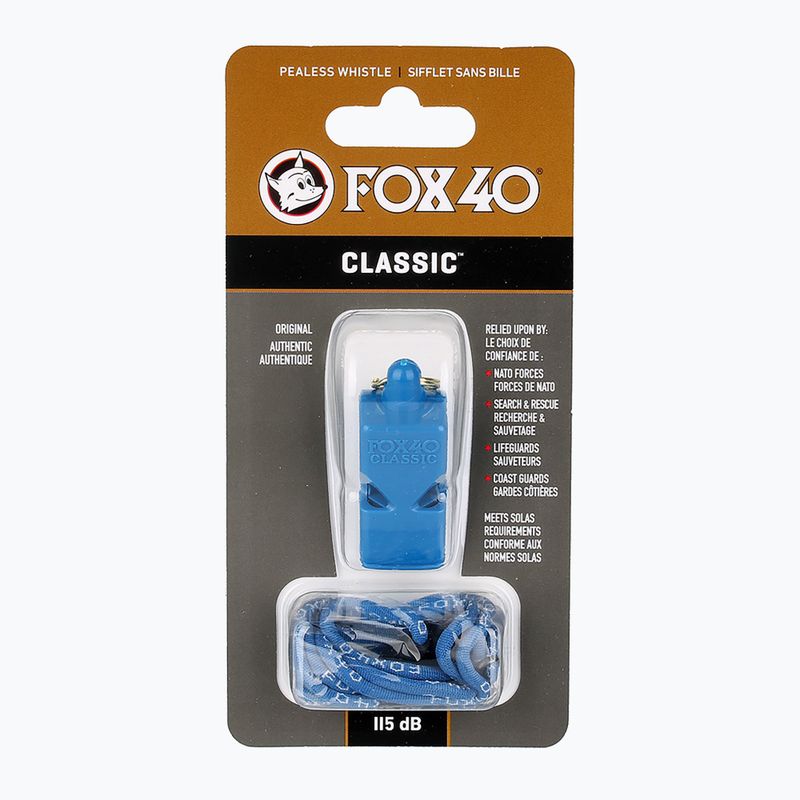 Свисток зі шнуром Fox 40 Classic Safety синій 2