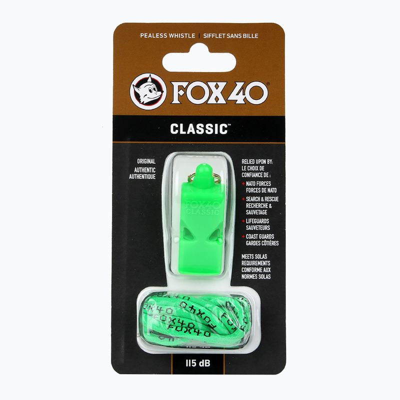 Fox 40 Classic Safety неоновий зелений свисток зі шнуром 2