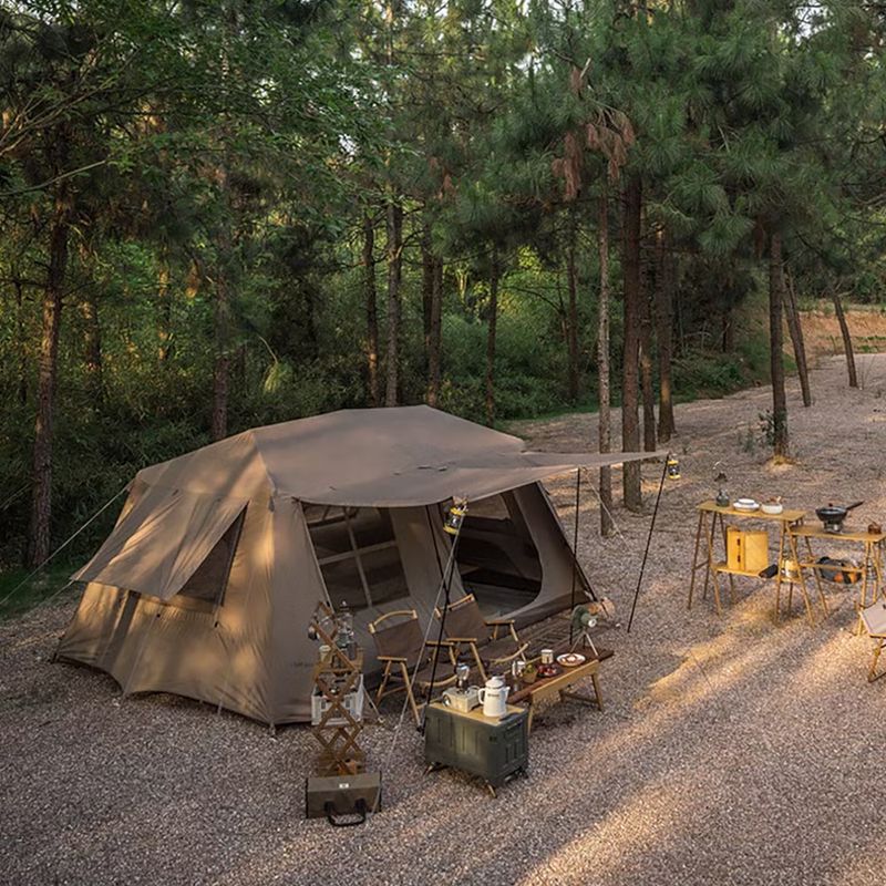 Намет кемпінговий чотиримісний Naturehike Village 13 Ridge Ultimate Edition brown/ti black 5