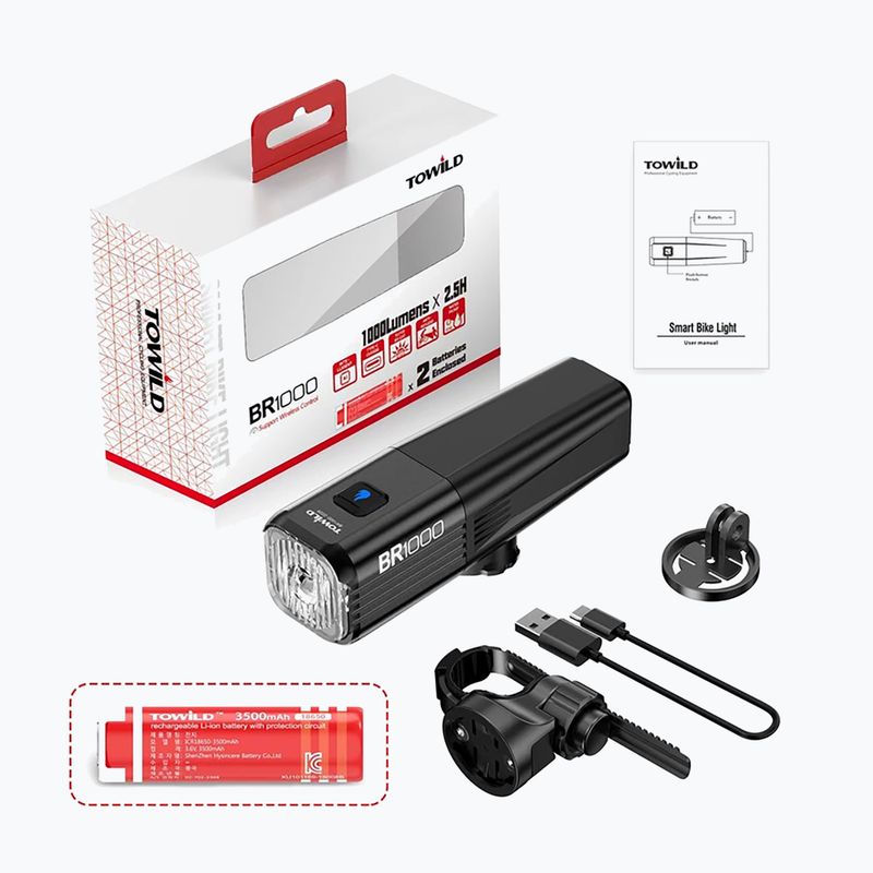 Ліхтарик велосипедний передній Towild BR1000 black 4