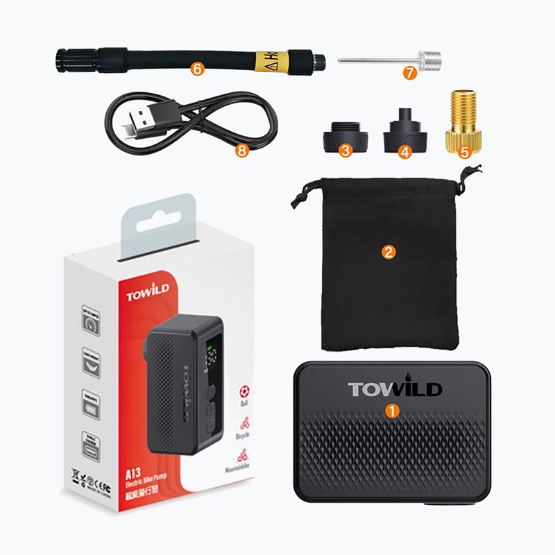 Насос велосипедний електричний TOWILD A13 black 4