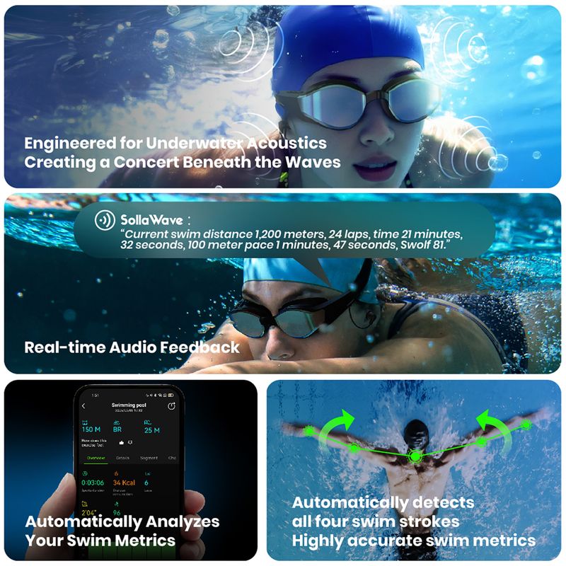 Окуляри для плавання Holoswim Solla Wave AI Music silver 8