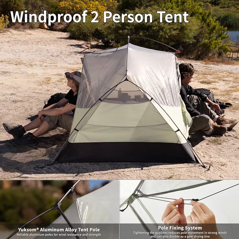 Намет трекінговий двомісний Naturehike Mongar Pro 2 20D light grey 2