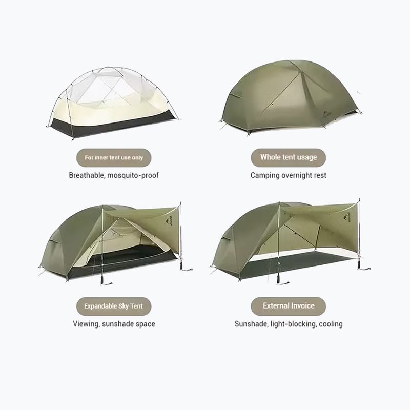 Намет трекінговий одномісний Naturehike Mongar Pro 1 20D olive 3