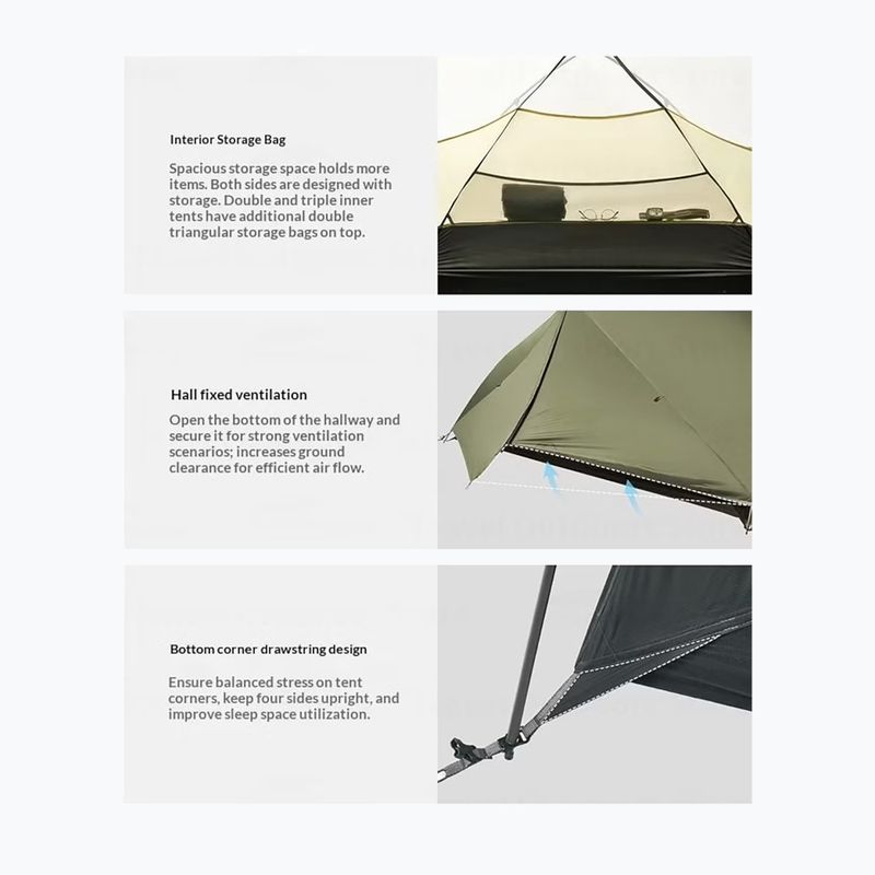Намет трекінговий одномісний Naturehike Mongar Pro 1 20D olive 5