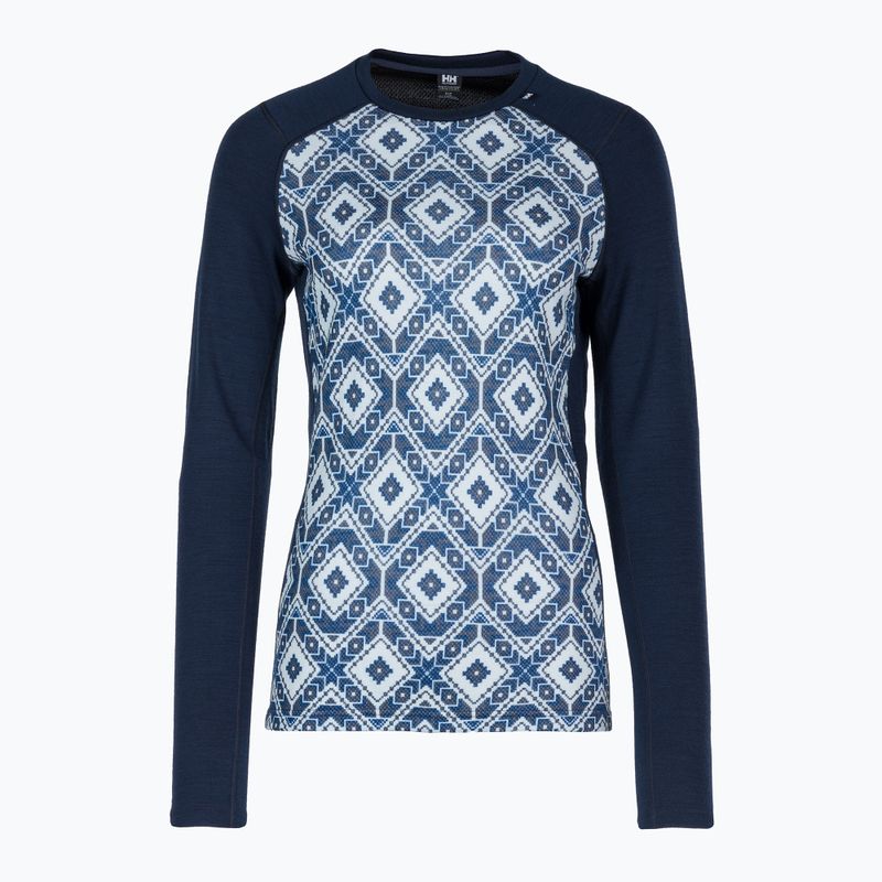 Жіноча термоактивна кофта Helly Hansen Lifa Merino Midweight Graphic Crew navy star pixel 5