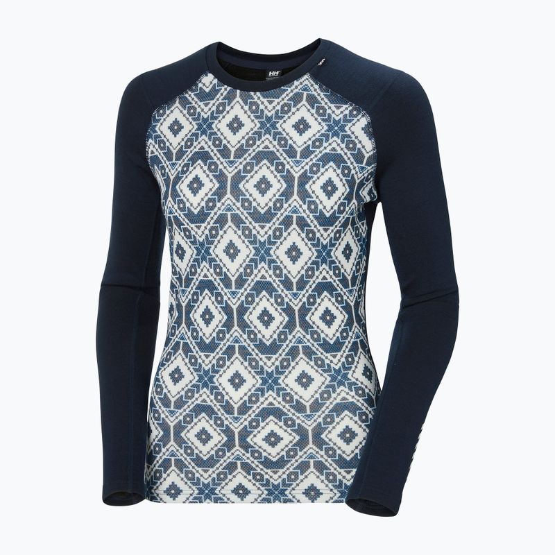Жіноча термоактивна кофта Helly Hansen Lifa Merino Midweight Graphic Crew navy star pixel 9