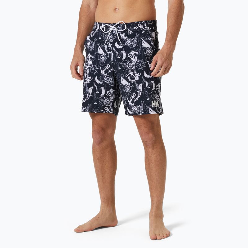 Шорти для купання чоловічі Helly Hansen Newport Boardshorts 8" navy nautical aop