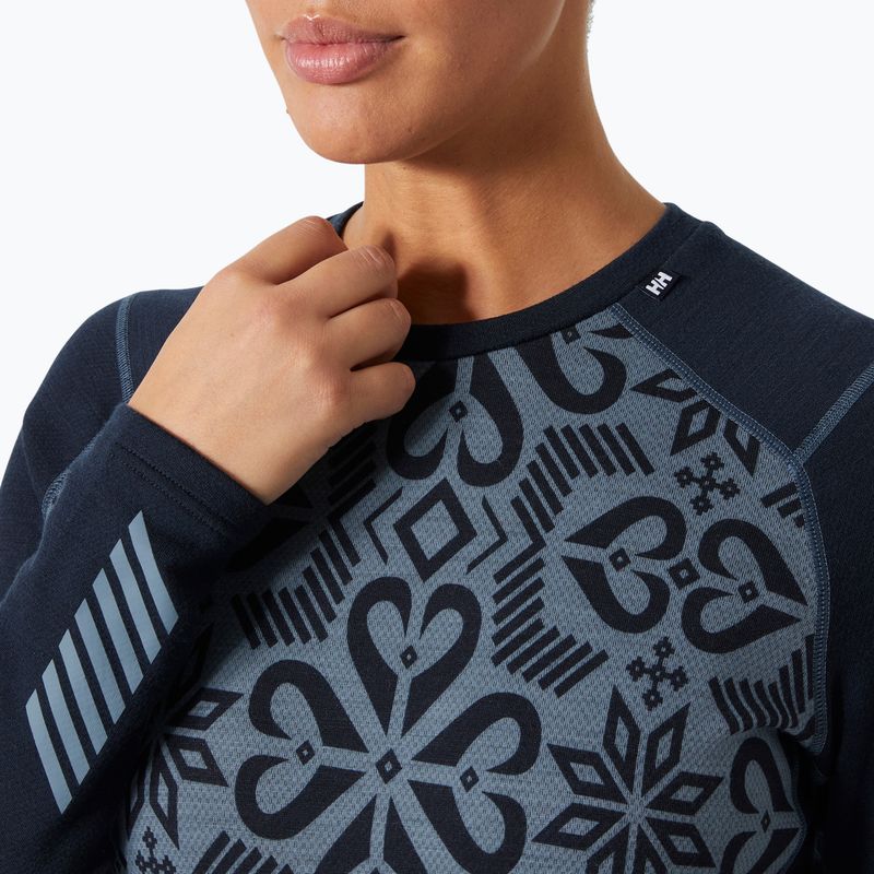 Жіноча термоактивна кофта Helly Hansen Lifa Merino Midweight Graphic Crew navy nordic rose aop 3