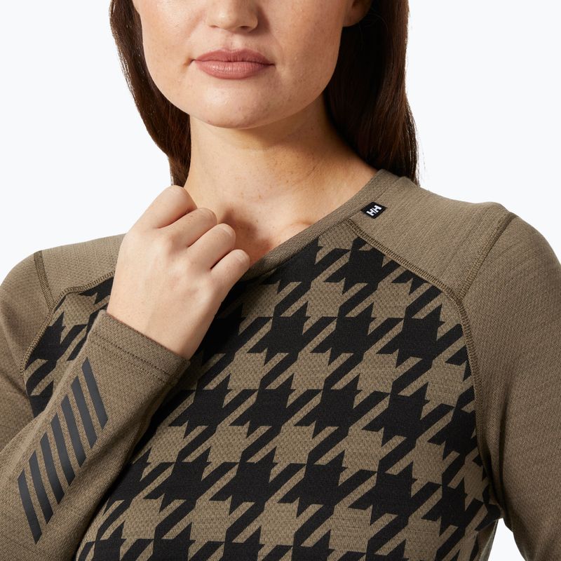 Жіноча термоактивна кофта Helly Hansen Lifa Merino Midweight Graphic Crew sepia houndstooth aop 3
