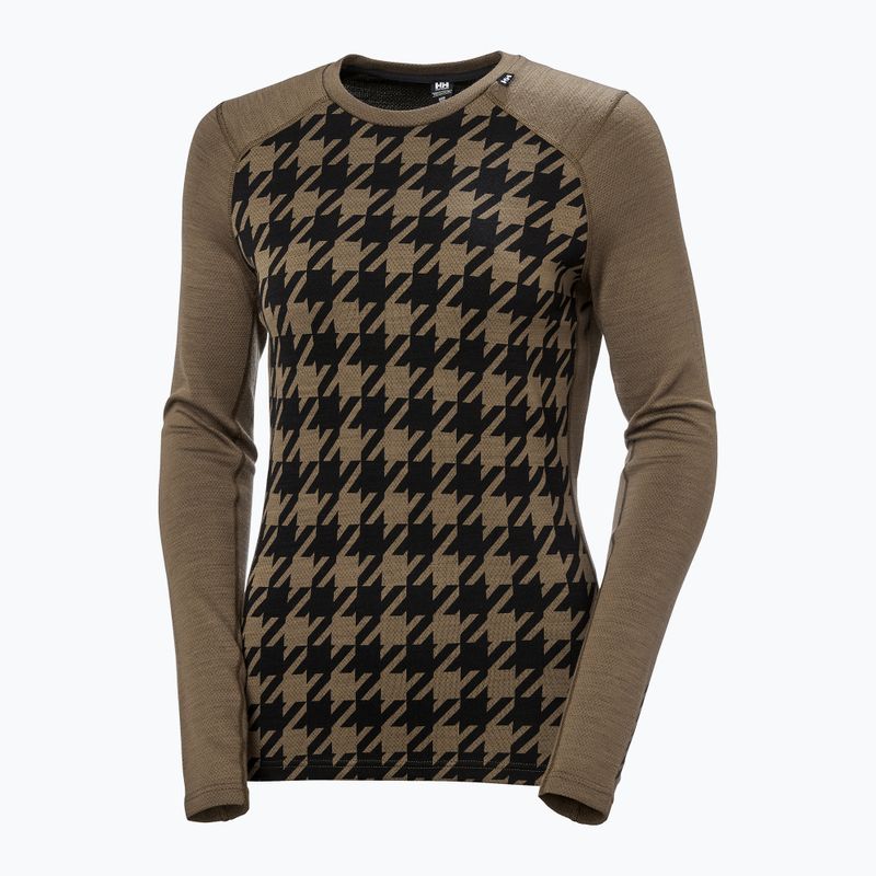 Лонгслів термічний жіночий Helly Hansen Lifa Merino Midweight Graphic Crew sepia houndstooth aop 5