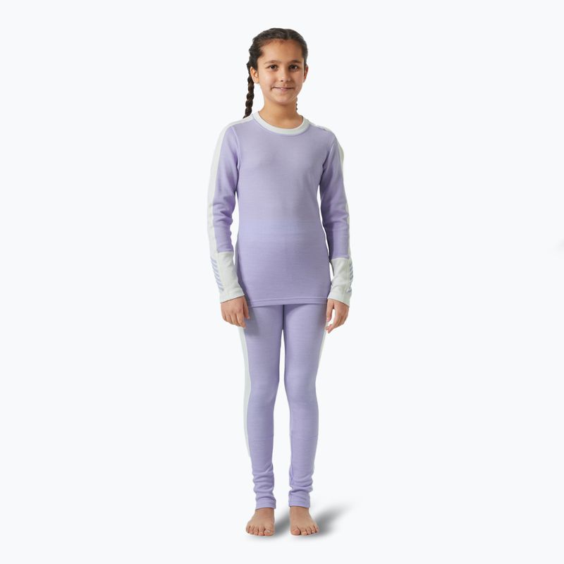 Комплект термобілизни дитячий Helly Hansen JR Lifa Merino Midweight bright lavender