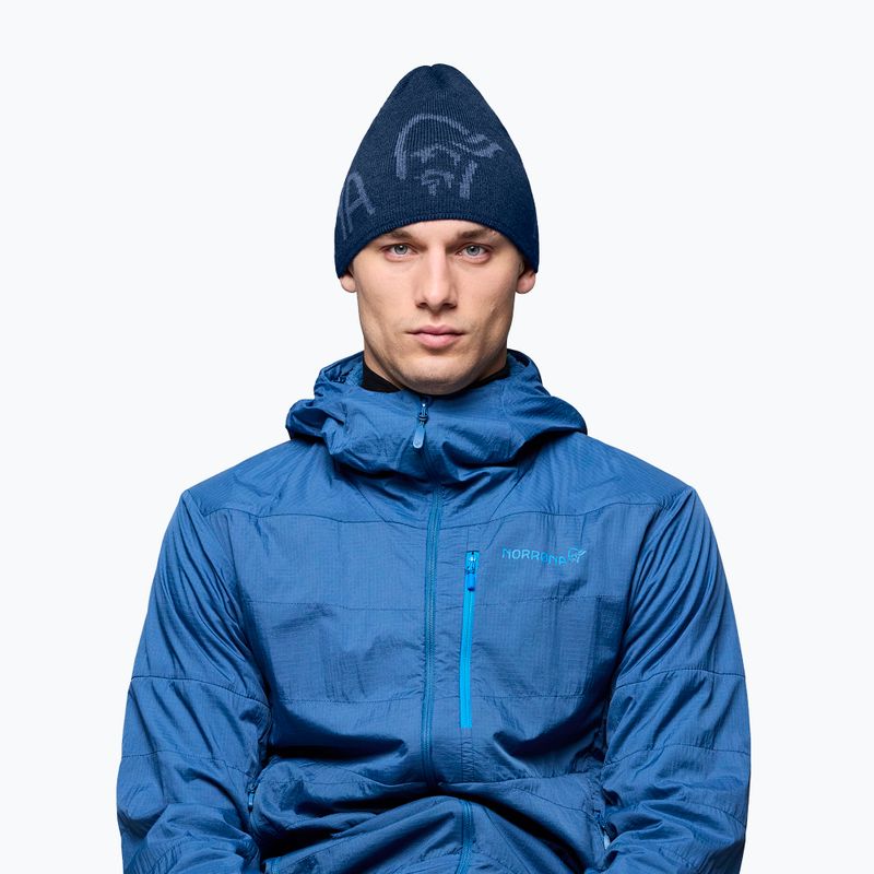 Шапка зимова NORRONA MerinoUll Logo Beanie indigo night melange 2