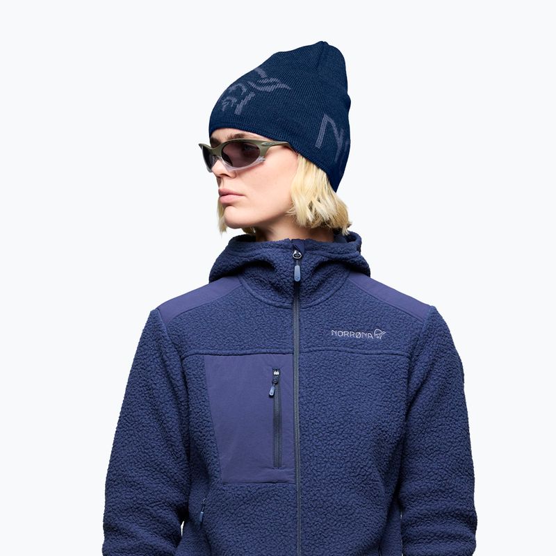 Шапка зимова NORRONA MerinoUll Logo Beanie indigo night melange 5