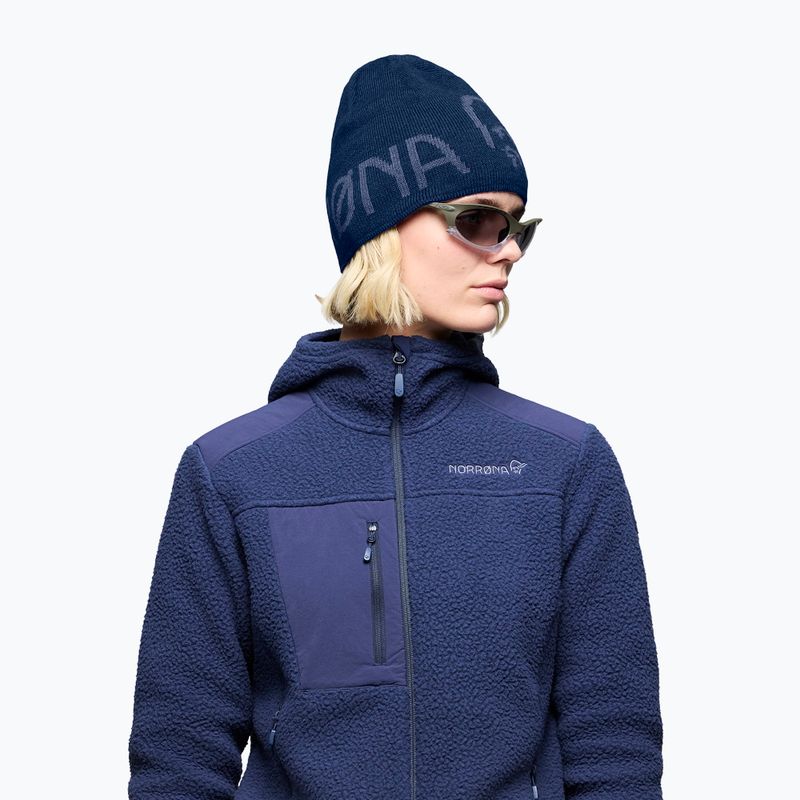 Шапка зимова NORRONA MerinoUll Logo Beanie indigo night melange 6