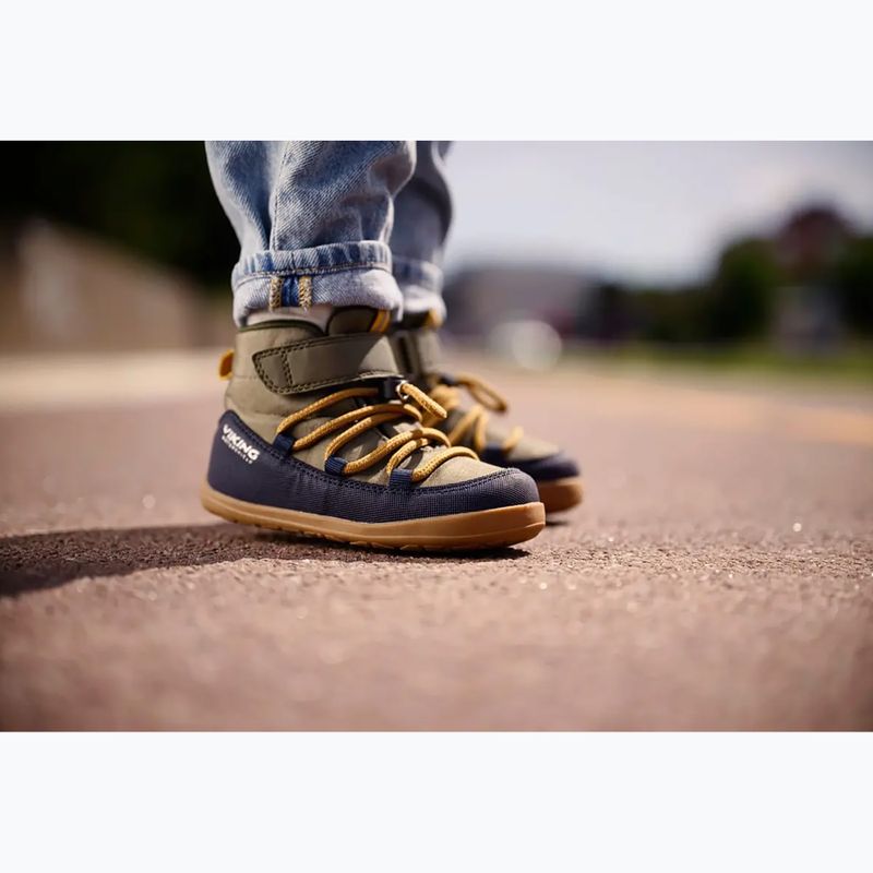 Дитячі barefoot черевики Viking Footwear Birch Barefoot Mid 1V Waterproof темно-сині/оливкові 14