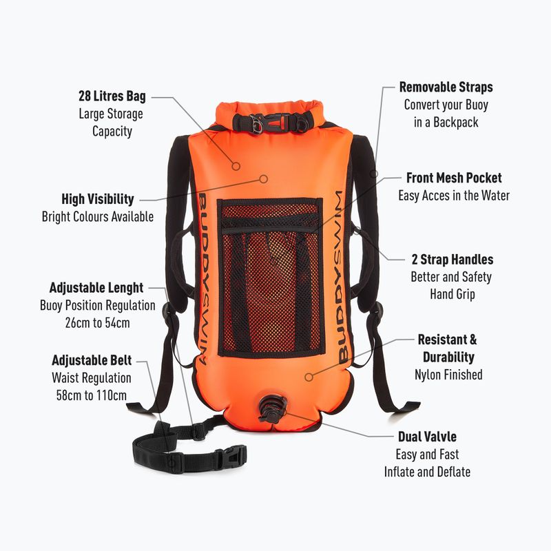 Буй страхувальний BuddySwim Backpack 28 л orange 2