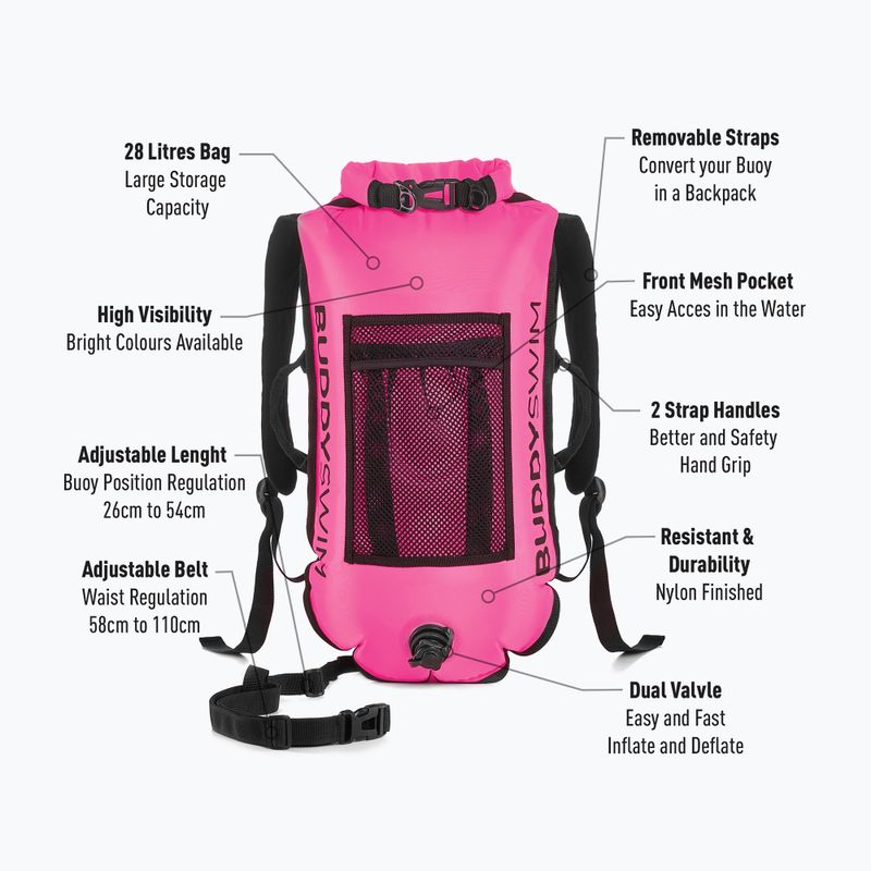 Буй страхувальний BuddySwim Backpack 28 л pink 2