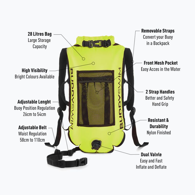 Буй страхувальний BuddySwim Backpack 28 л yellow 2