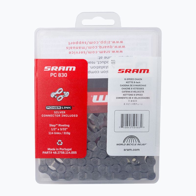 Ланцюг велосипедний SRAM 10 CN PC830 W/ PWR сірий 46.2758.114.005 2