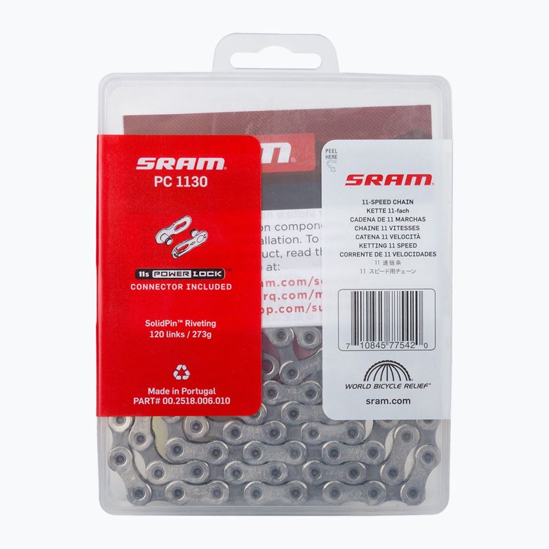 Ланцюг велосипедний SRAM CN PC1130 120LI W/ PWR.LCK 11S сріблястий 00.2518.006.010 2