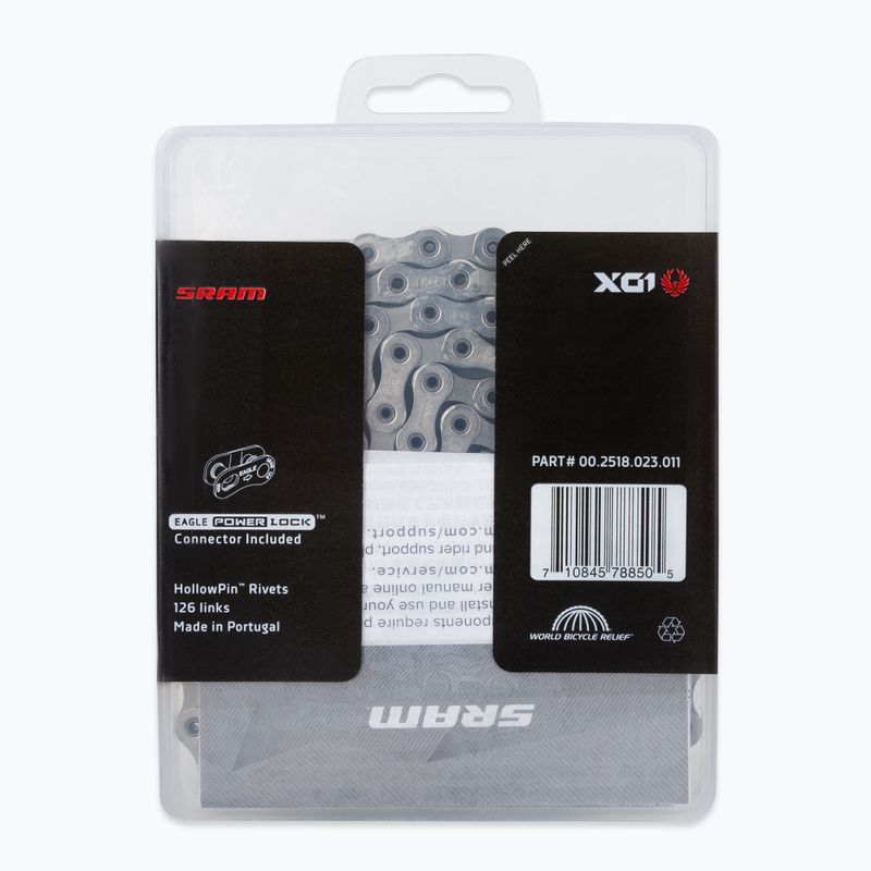 Ланцюг велосипедний SRAM CN PCX01 EAGLE 126LI W/ PWR.LC сріблястий 00.2518.023.011 2